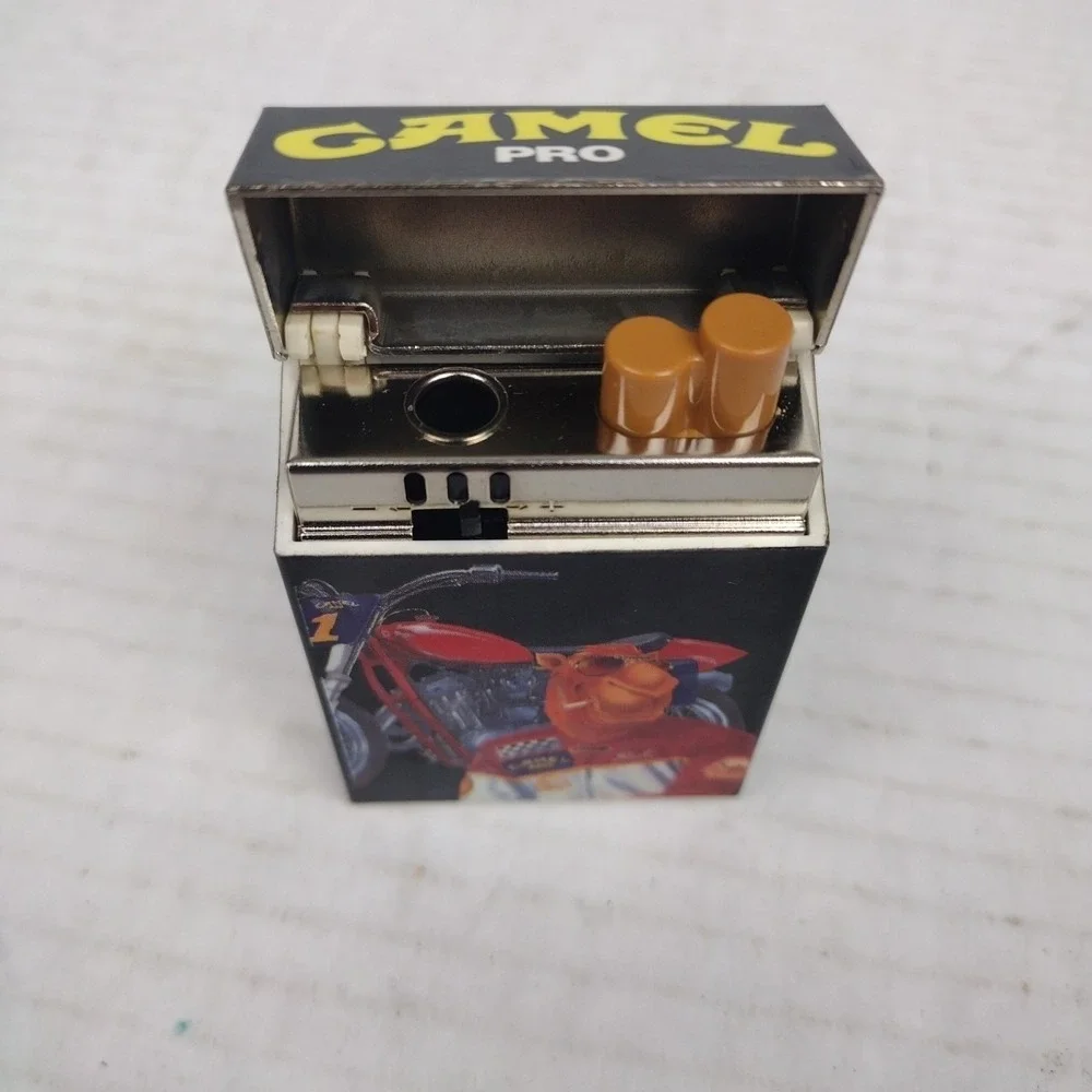 VTG CAMEL Y2K Motorcycle Joe 90's PRO Black Flip-Top Lighter Non Refillable